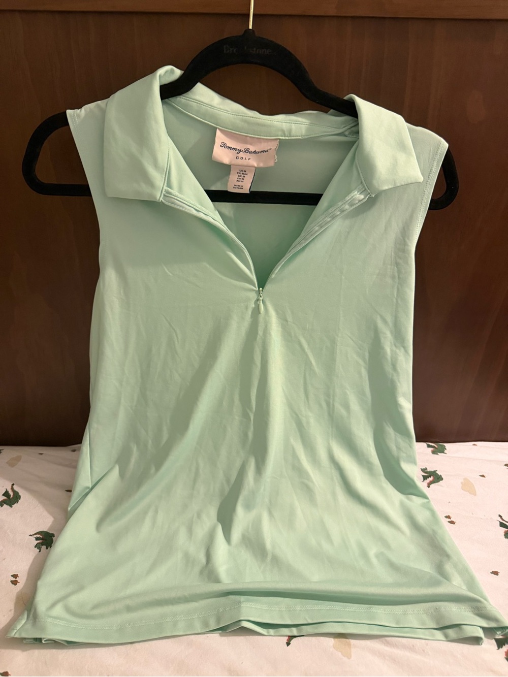 Tommy Bahama Mint Green Sleeveless Golf Zip Polo Tank